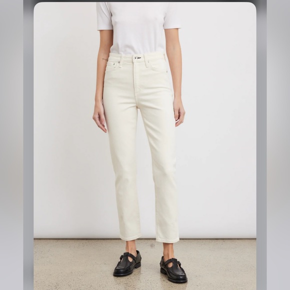 RAG & BONE Nina High rise Ankle Cigarette Leg Jeans Ecru - Picture 4 of 16